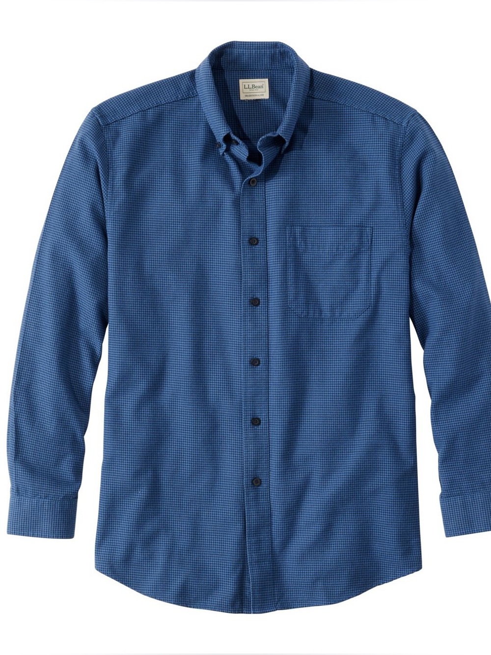 LL BEAN Men's Wicked Good Flannel Shirt Traditional Fit Houndstooth blue XL